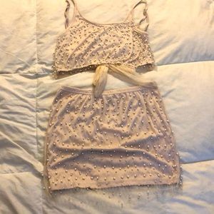 Pearl studded skirt set